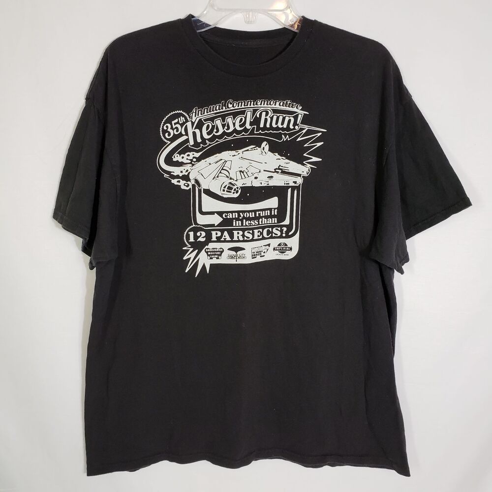 Star Wars Men T Shirt XL Kessel Run Millennium Falcon Graphic Black Short Sleeve